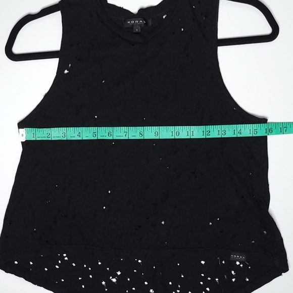 KORAL Organic Hemp Cotton Factory Distressed Laser Cut Black Hi Lo Tank Top sm - Picture 8 of 8